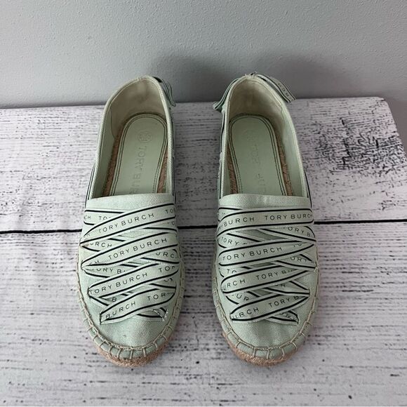 Tory Burch Mint Green Espadrille Flats with Woven Detail Size 7.5 - Picture 2 of 9
